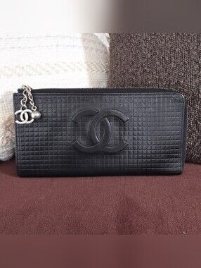 Chanel Black Quilted CC Logo Clutch
